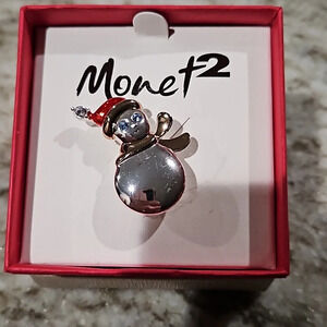 NIB Monet 2 snowman pin